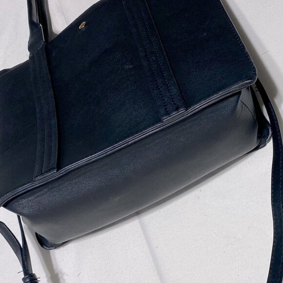 Aldo Black Faux Leather Square Tote Purse W Crossbody Strap - Picture 8 of 13